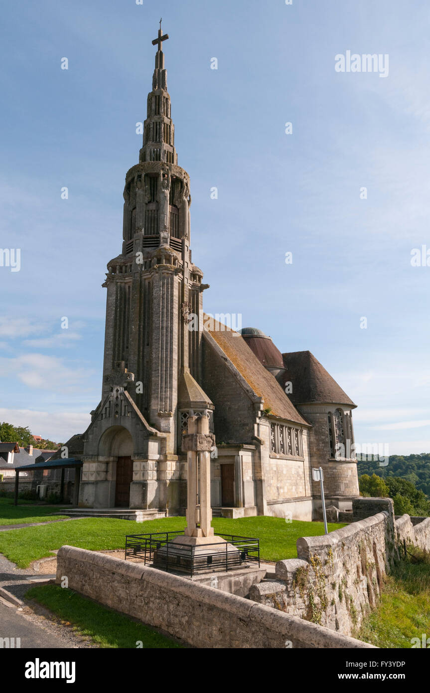 The church of St Martin at Martigny-Courpierre France. Built in 1932 in art deco style designed by architect Albert-Paul Müller. Stock Photo