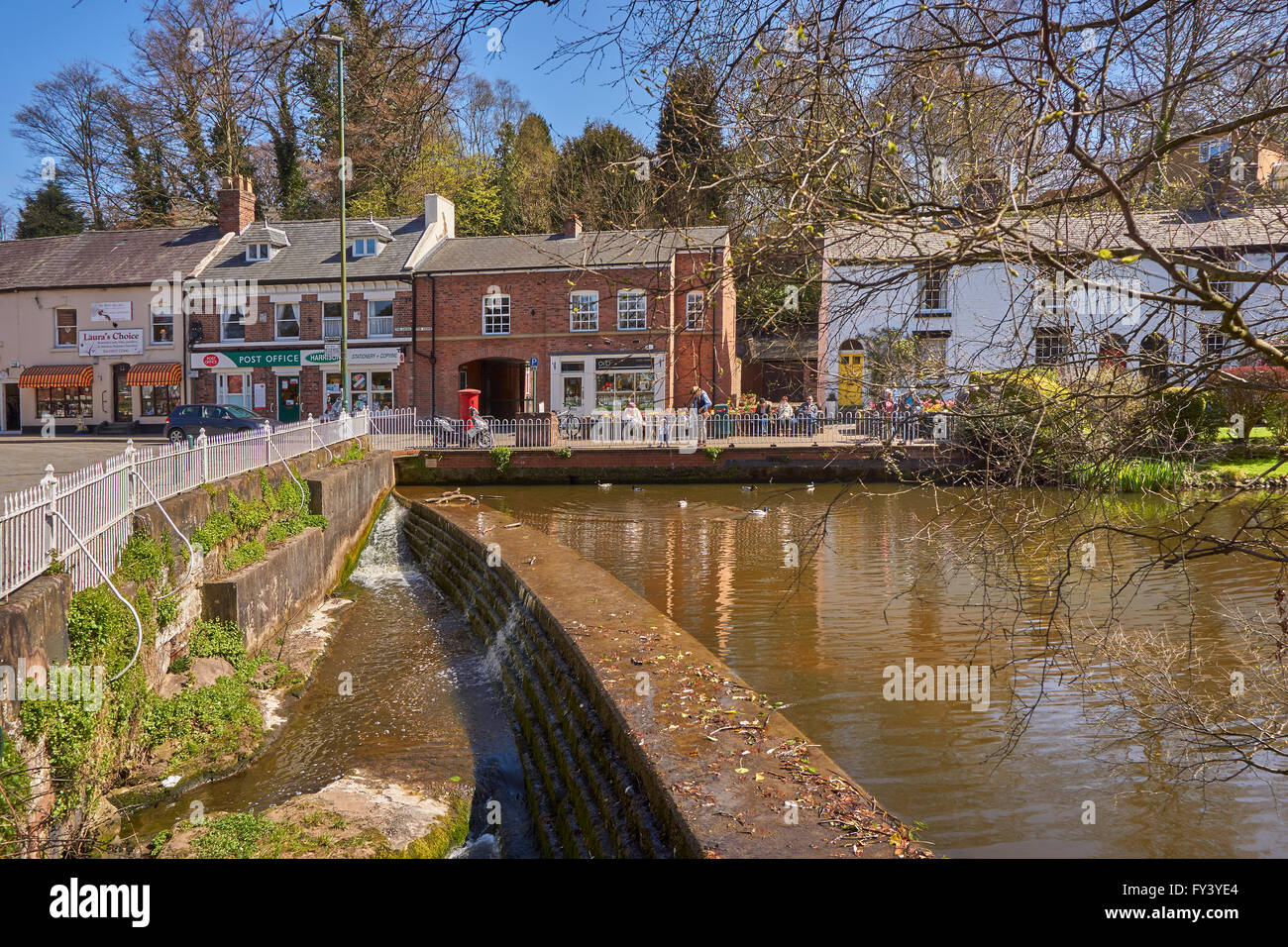 Lymm Village and Lower dam, Lymm, Warrington, Cheshire. Stock Photo
