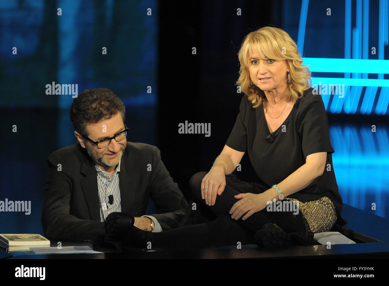 Filming Of Italian Tv Show Che Tempo Che Fa Featuring Fabio Stock Photo Alamy