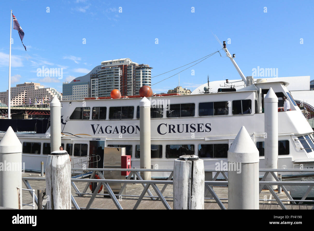 Sydney, Australia. 21 April 2016. The Australian Monarchist League organised a celebratory luncheon cruise in honour of Queen Elizabeth II’s 90th birthday, which takes place on the same day. The cruise departed Kings Street Wharf, Darling Harbour onboard Vagabond. Credit: Richard Milnes/Alamy Live News Stock Photo