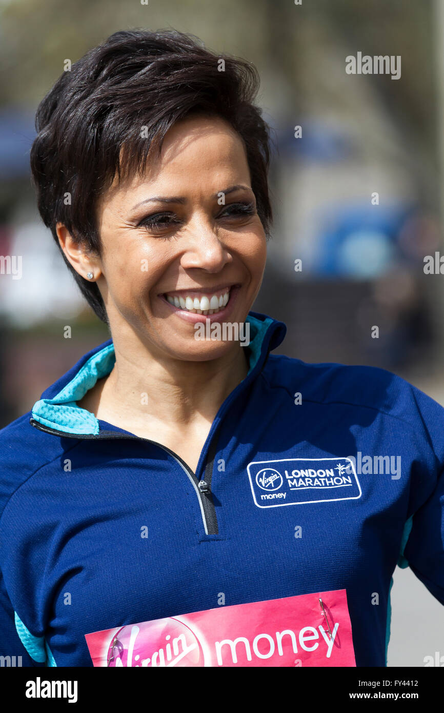 London, UK. 21st April 2016. Dame Kelly Holmes is looking forward to running her first ever London Marathon on Sunday. Credit:  Keith Larby/Alamy Live News Stock Photo