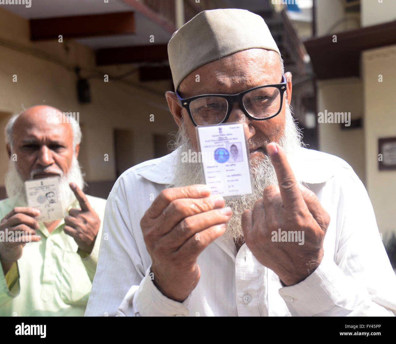 Kolkata, India. 21st Apr, 2016. Md. Rashid a old muslim man shows his