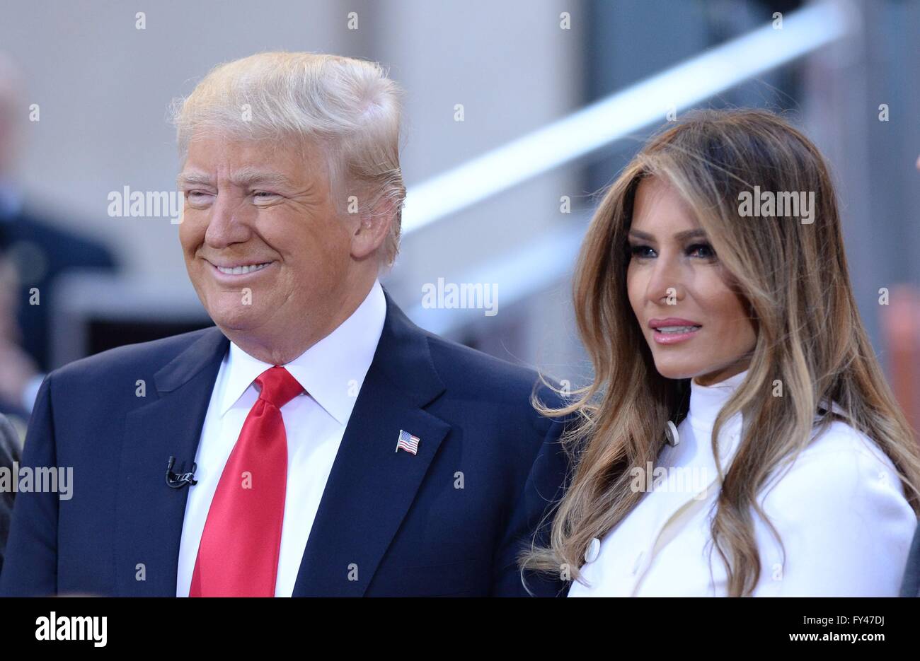 New York, NY, USA. 21st Apr, 2016. Donald Trump, Melania Trump in attendance for Donald Trump Town Hall on the NBC Today Show, Rockefeller Plaza, New York, NY April 21, 2016. Credit:  Kristin Callahan/Everett Collection/Alamy Live News Stock Photo