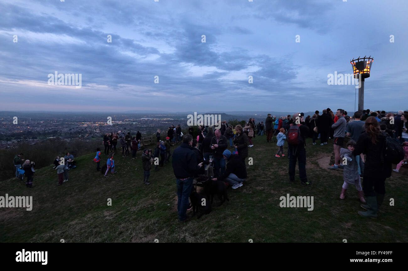 Queen's 90th Birthday Beacon lighting on Robinswood Hill, Gloucester