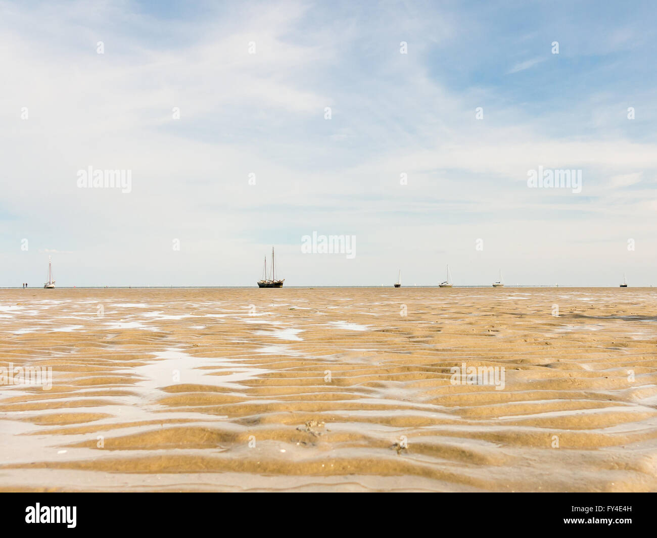 Sandflats at low tide, the wetlands of the Dutch Waddensea, Netherlands Stock Photo