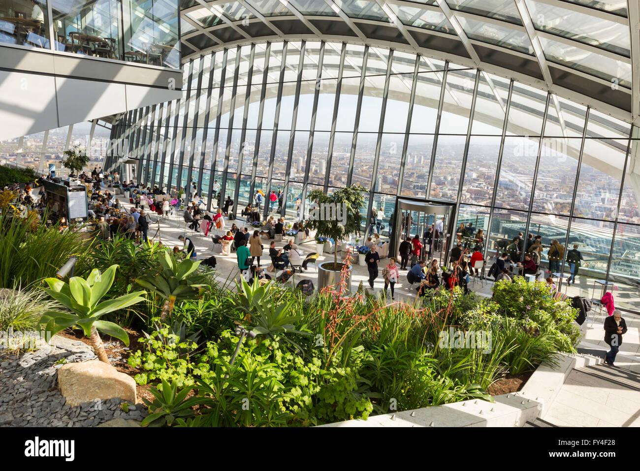 The Sky Garden observation deck on top of the Walkie Talkie building, 20  Fenchurch Street, London Stock Photo - Alamy