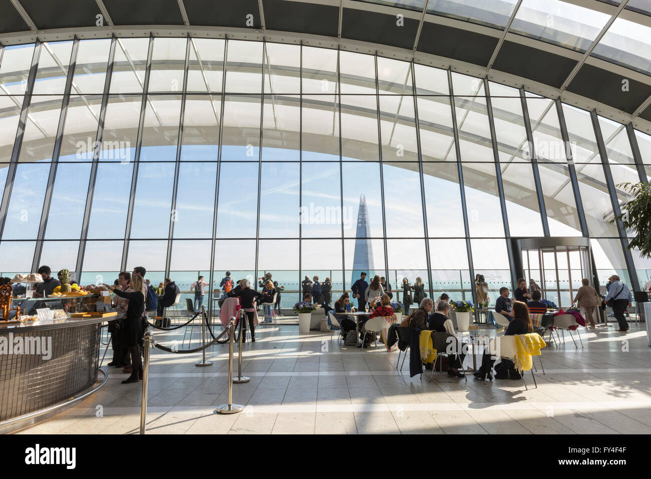 The Sky Garden observation deck and restaurant at the top of the Walkie  Talkie building, London with the Shard in view Stock Photo - Alamy