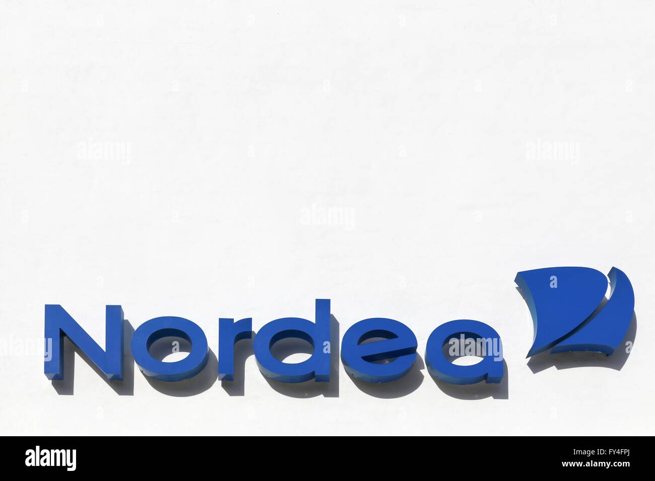 Nordea bank logo on a facade Stock Photo