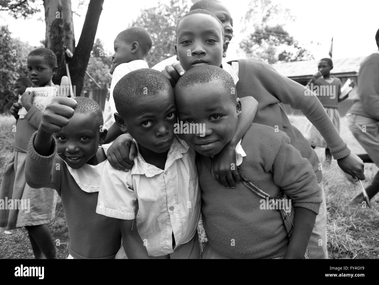 Photograph by © Jamie Callister. Ugandan school children, Lake Bunyonyi, Uganda, Central Africa Stock Photo