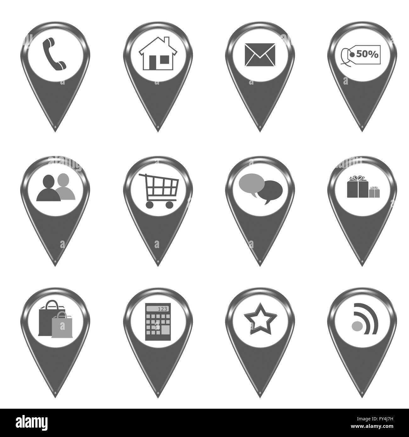 Set of icons for web or markers on maps in gray color Stock Photo Alamy