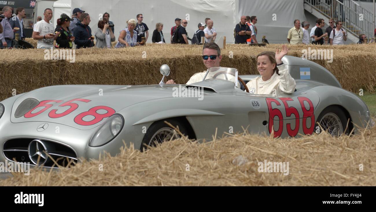 Fangio's 1955 Mercedes-Benz 300 SLR (658) driven by Susie Wolff Stock Photo