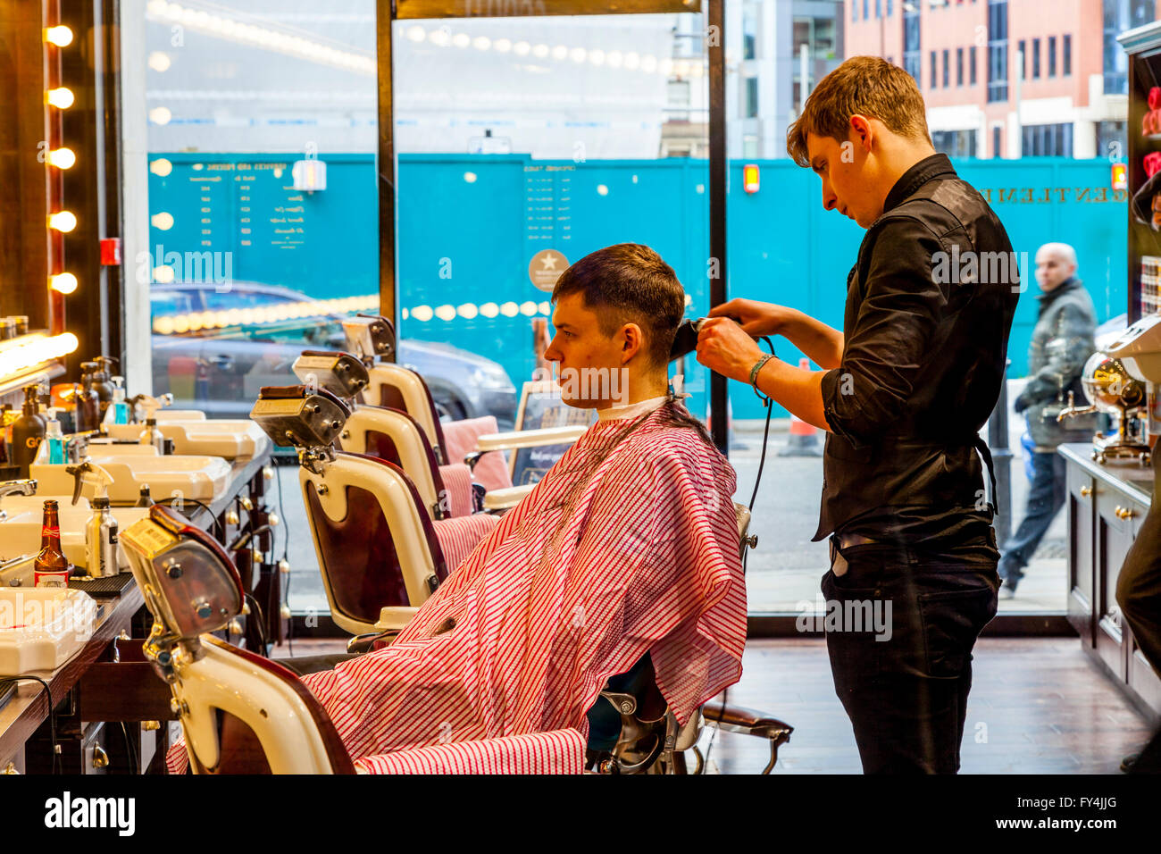 Barber Shop, Old Spitalfields Sunday Market, London, England Stock Photo