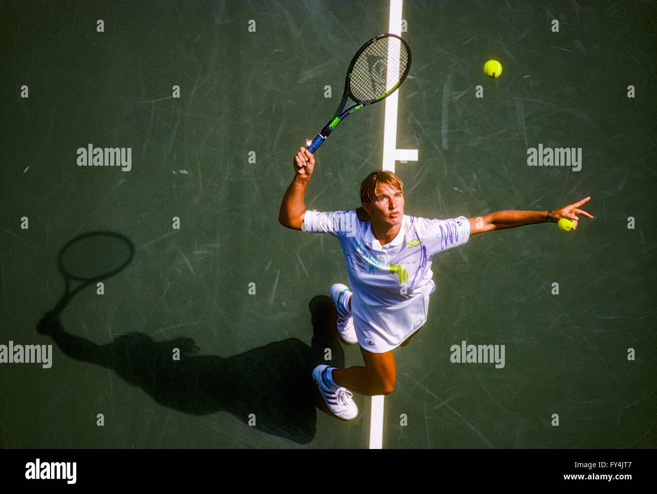 Steffi Graf (GER) competing at the 1990 US Open. Stock Photo