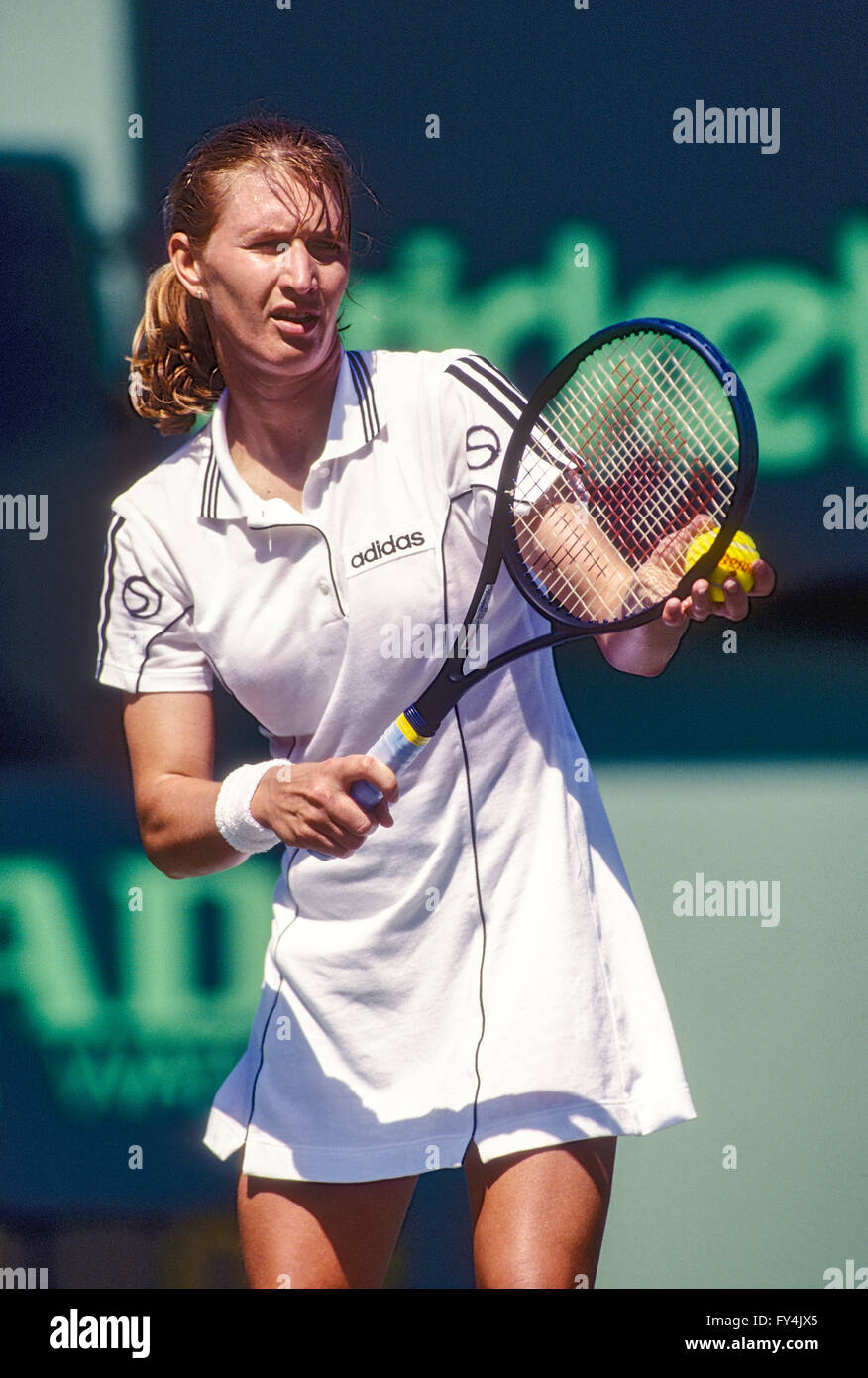 Steffi Graf (GER) competing at the 1996 Lipton Open. Stock Photo