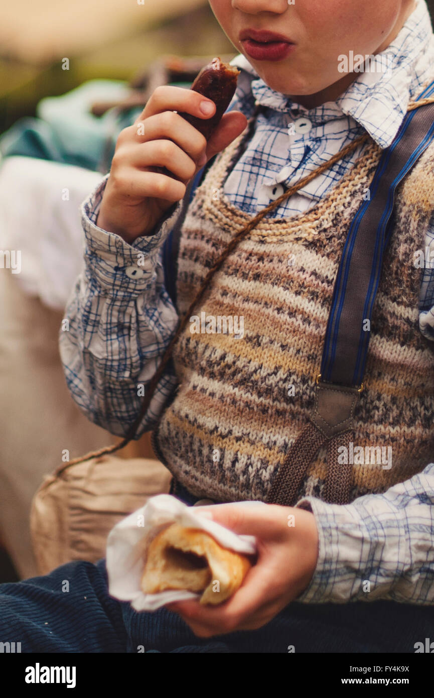small boy having lunch Stock Photo