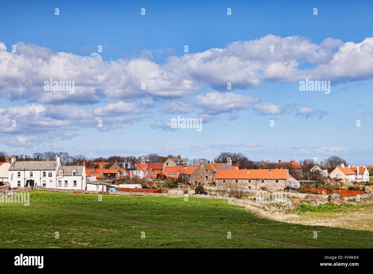 Lindisfarne Village, Holy Island, Northumberland, England, UK Stock