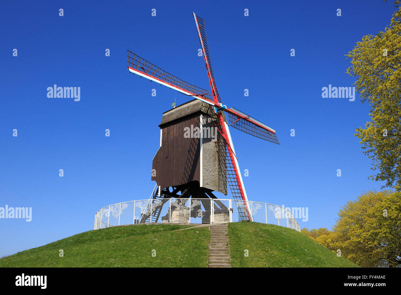 The Saint John's House Mill (1770) in Bruges, Belgium Stock Photo