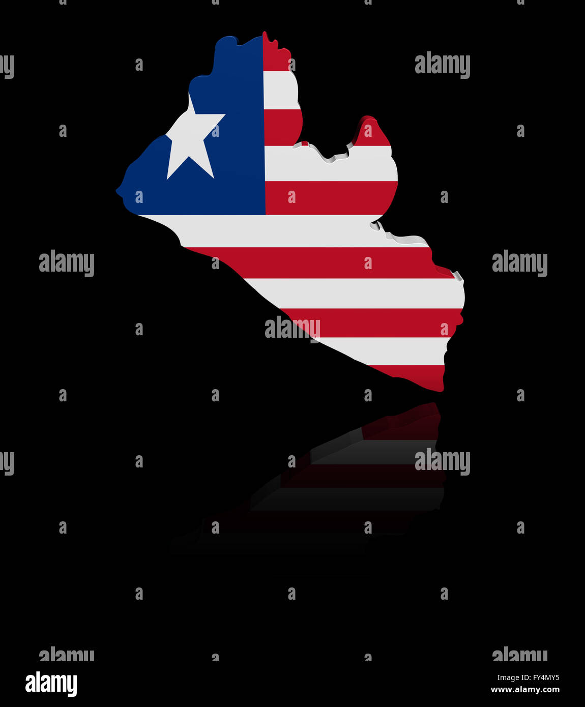 Liberia map flag with reflection illustration Stock Photo - Alamy