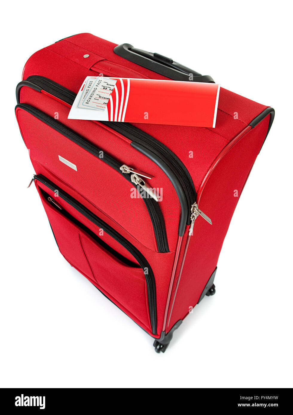 Simple red suitcase isolated on white Stock Photo Alamy