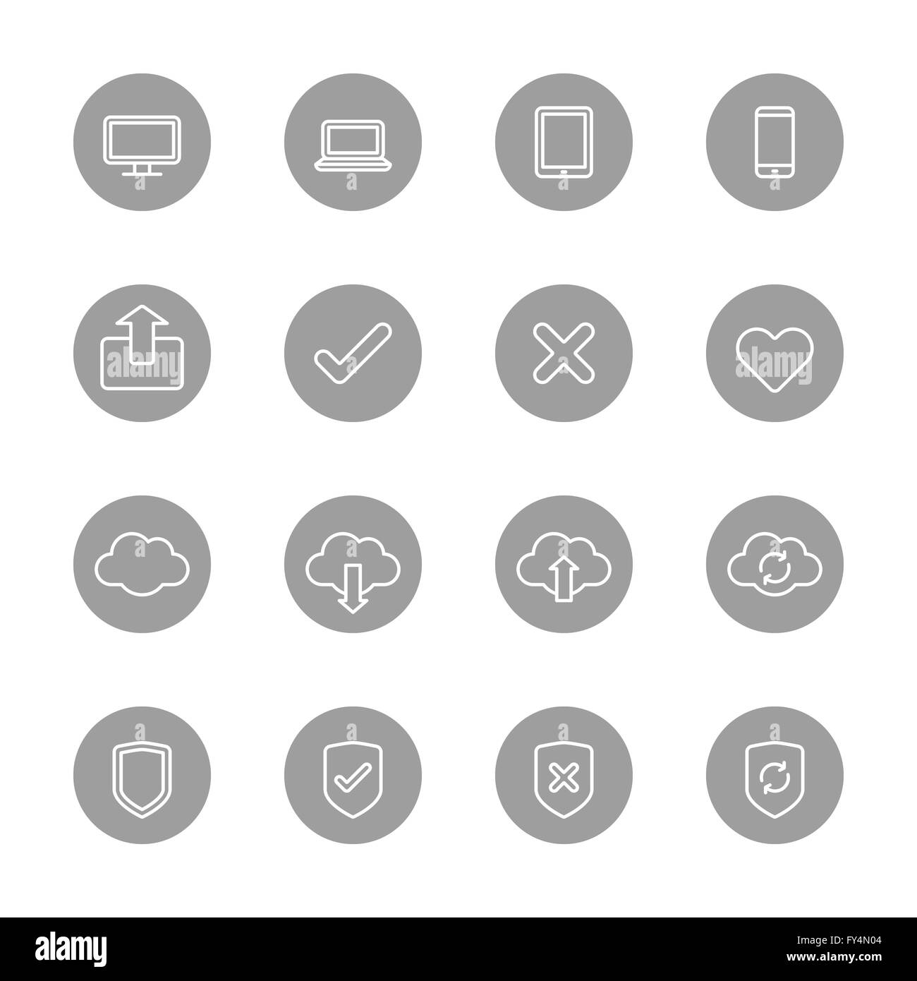 [JPEG] line web icon set on gray circle for web, UI, infographic and mobile apps Stock Photo