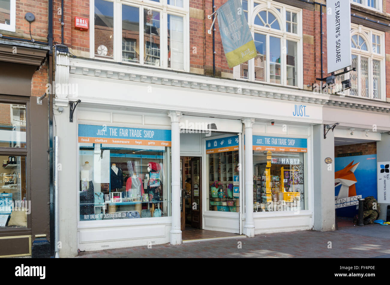 Just Fair Trade Shop in Silver Street, Leicester Stock Photo - Alamy