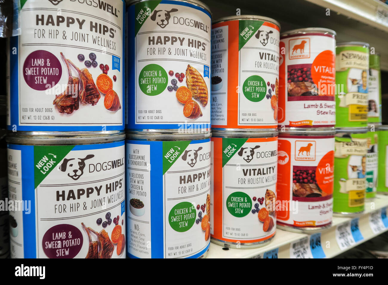 Cans of Happy Hips Brand Dog Food, Pet Care Aisle, Weis Supermarket
