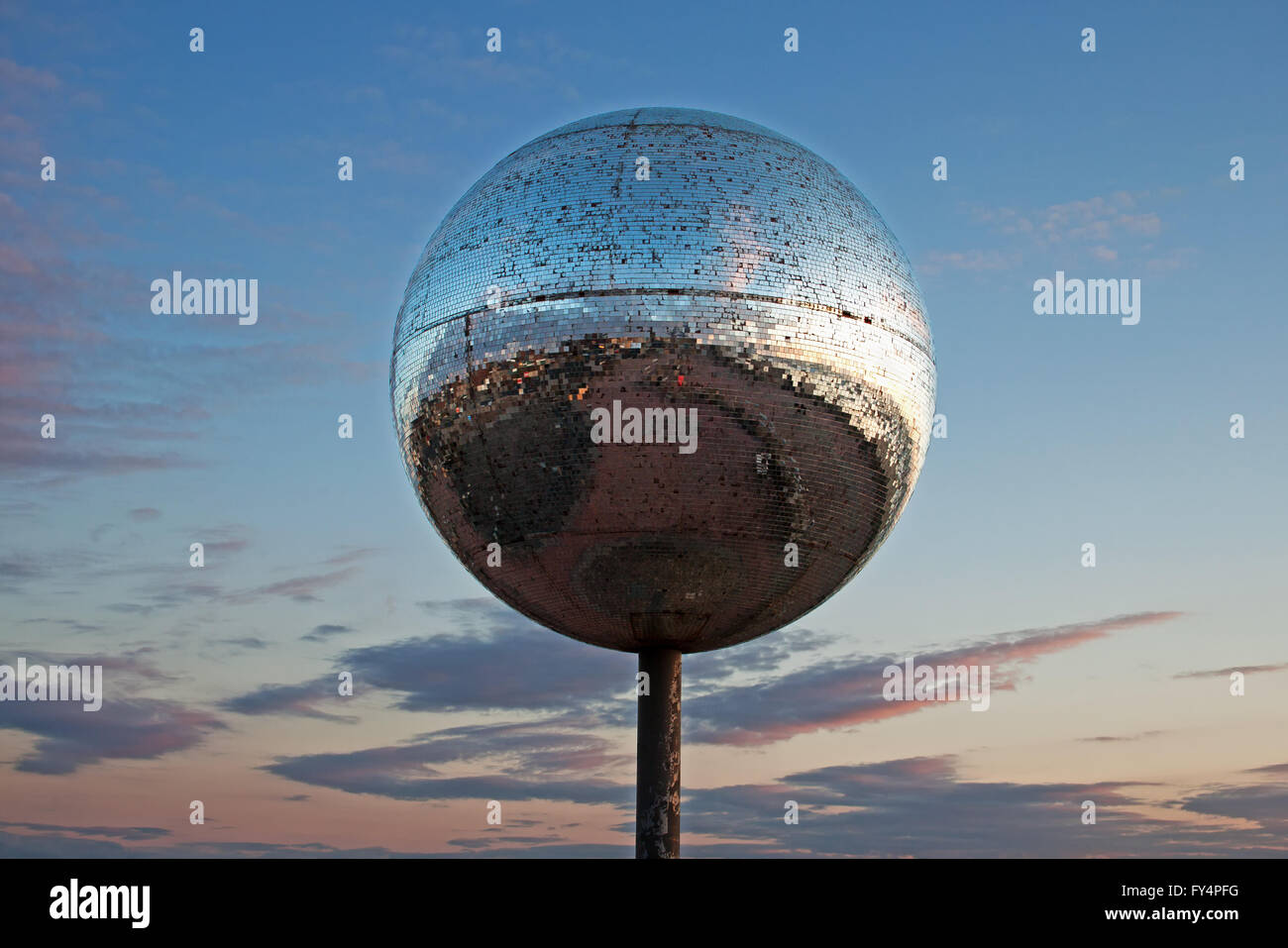 The Glitter Ball at dusk, on Blackpool's South Shore Stock Photo