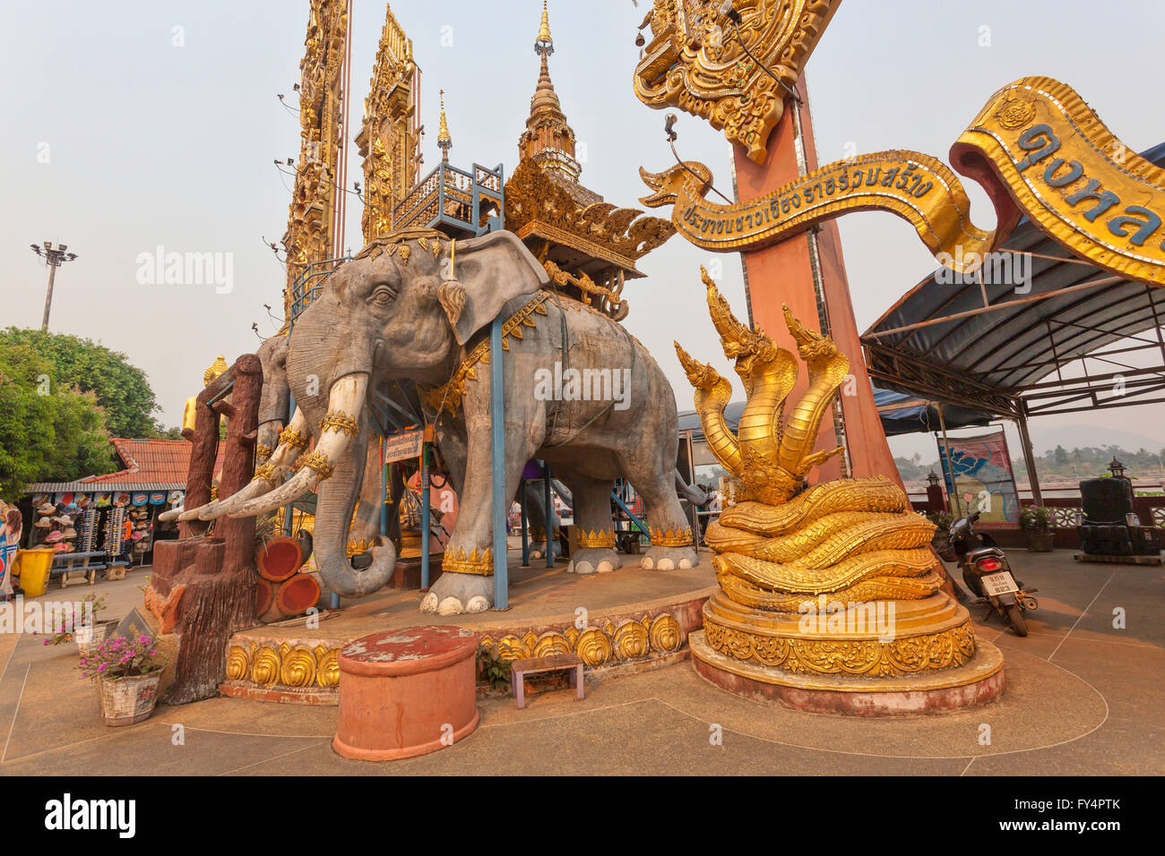 Golden Triangle in Northern Thailand and Laos Elephant statue Stock Photo