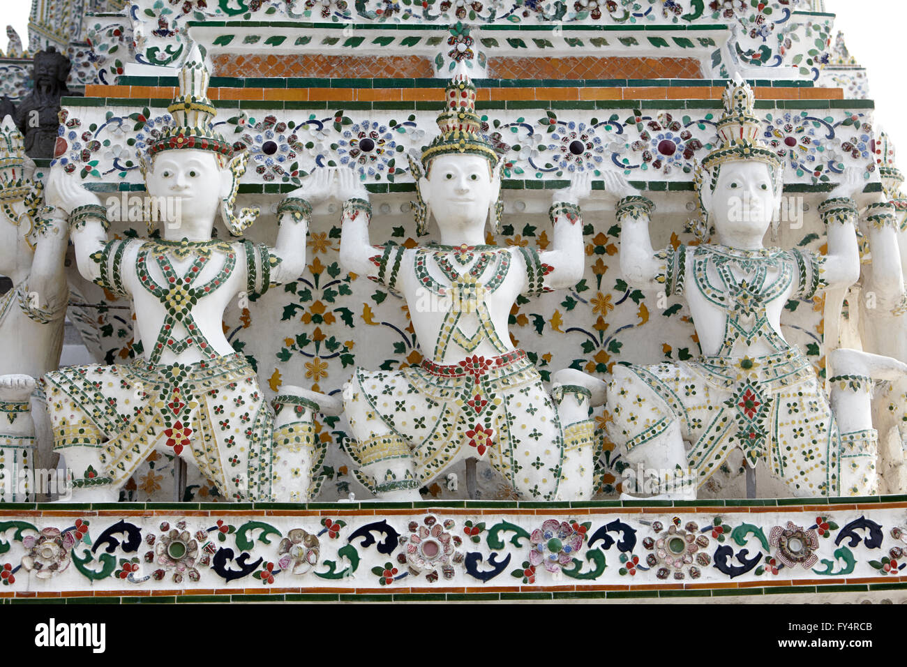 Decorations of  Wat Arun temple, Bangkok, Thailand Stock Photo