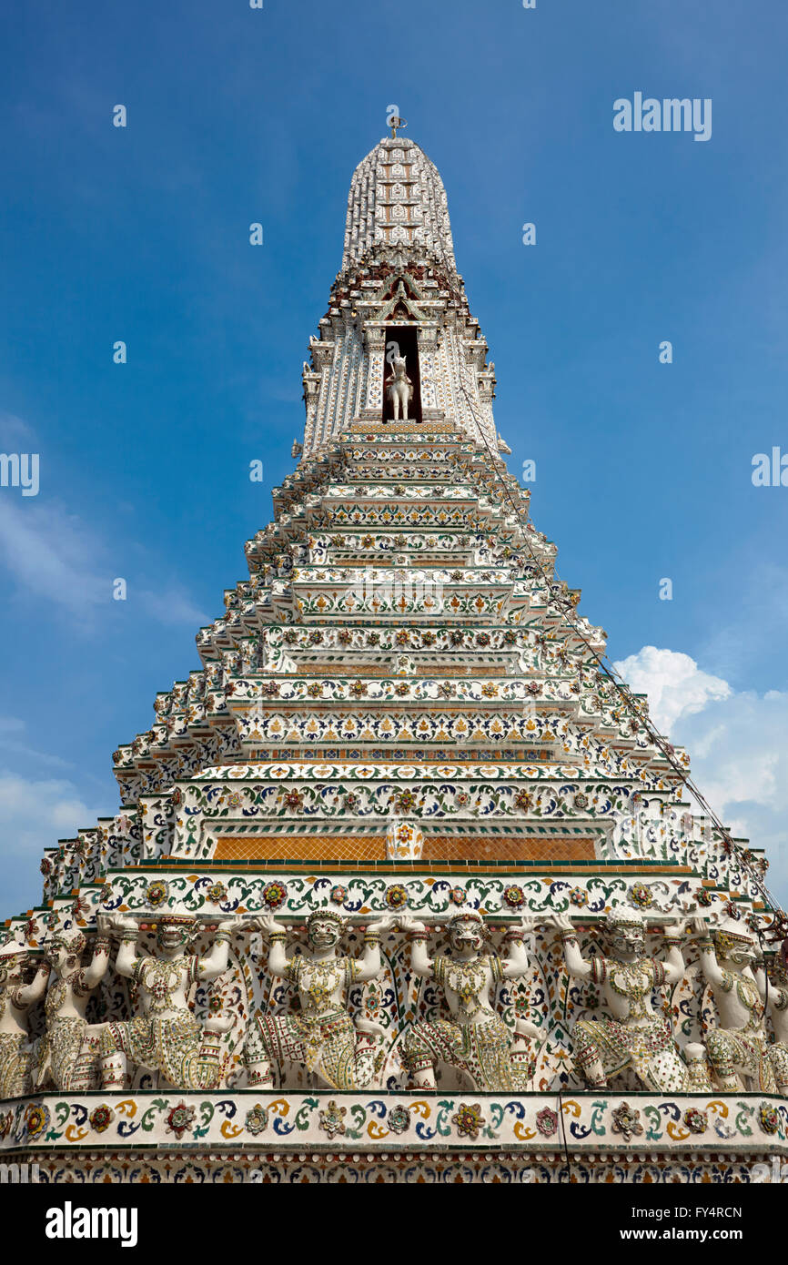 Chedi of Wat Arun temple, Bangkok, Thailand at Wat Arun, Bangkok, Thailand Stock Photo