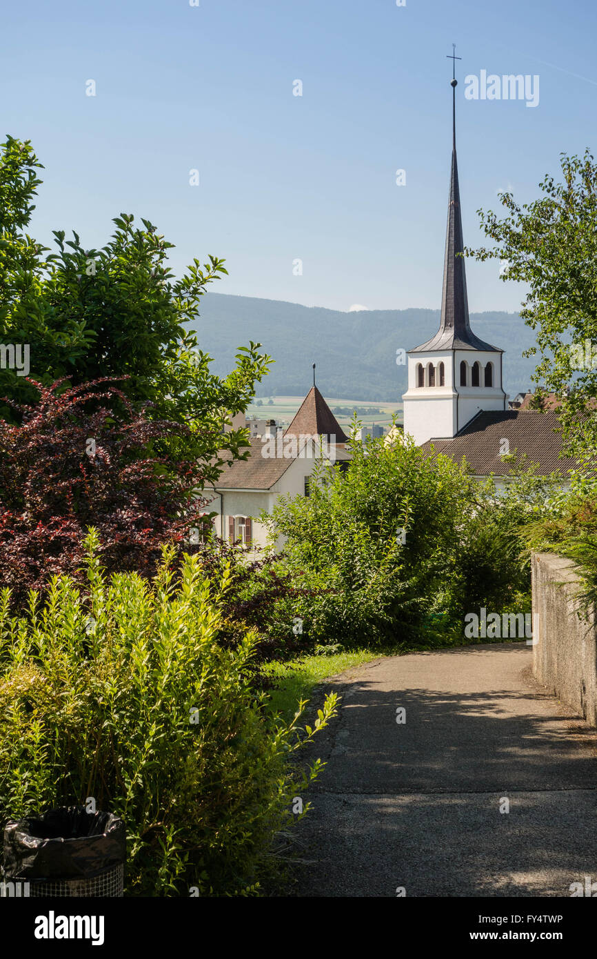 Switzerland, Delemont, Center of Saint Francisco. Stock Photo