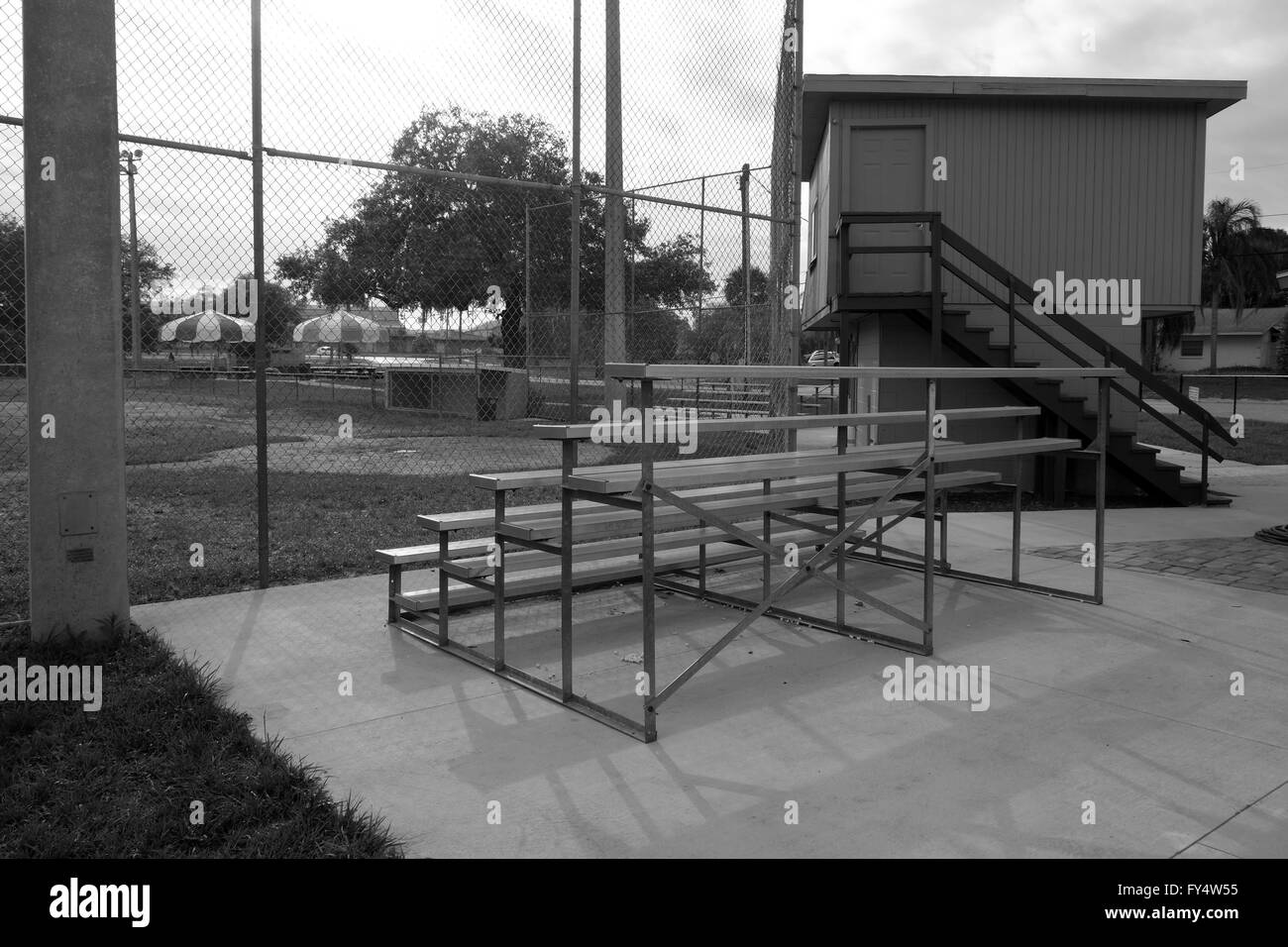 Seating at a Junior League baseball ground, Davenport, Florida, April 2016 Stock Photo