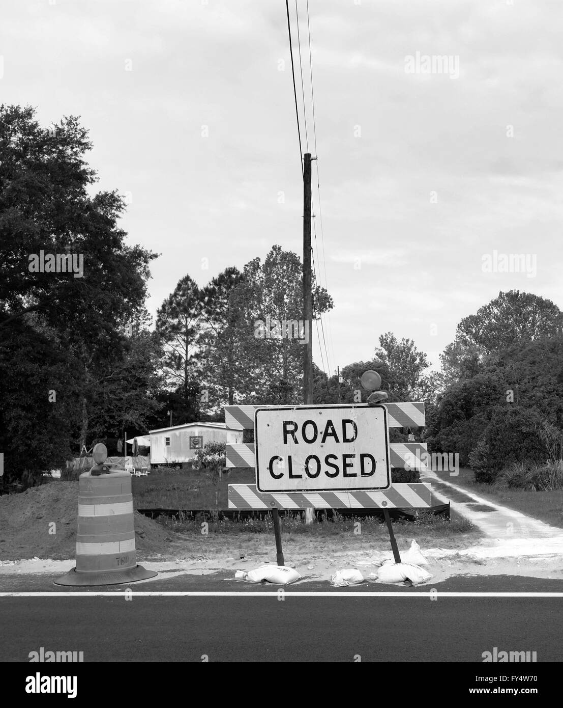 Highway road closed signs, April 2016 Stock Photo Alamy