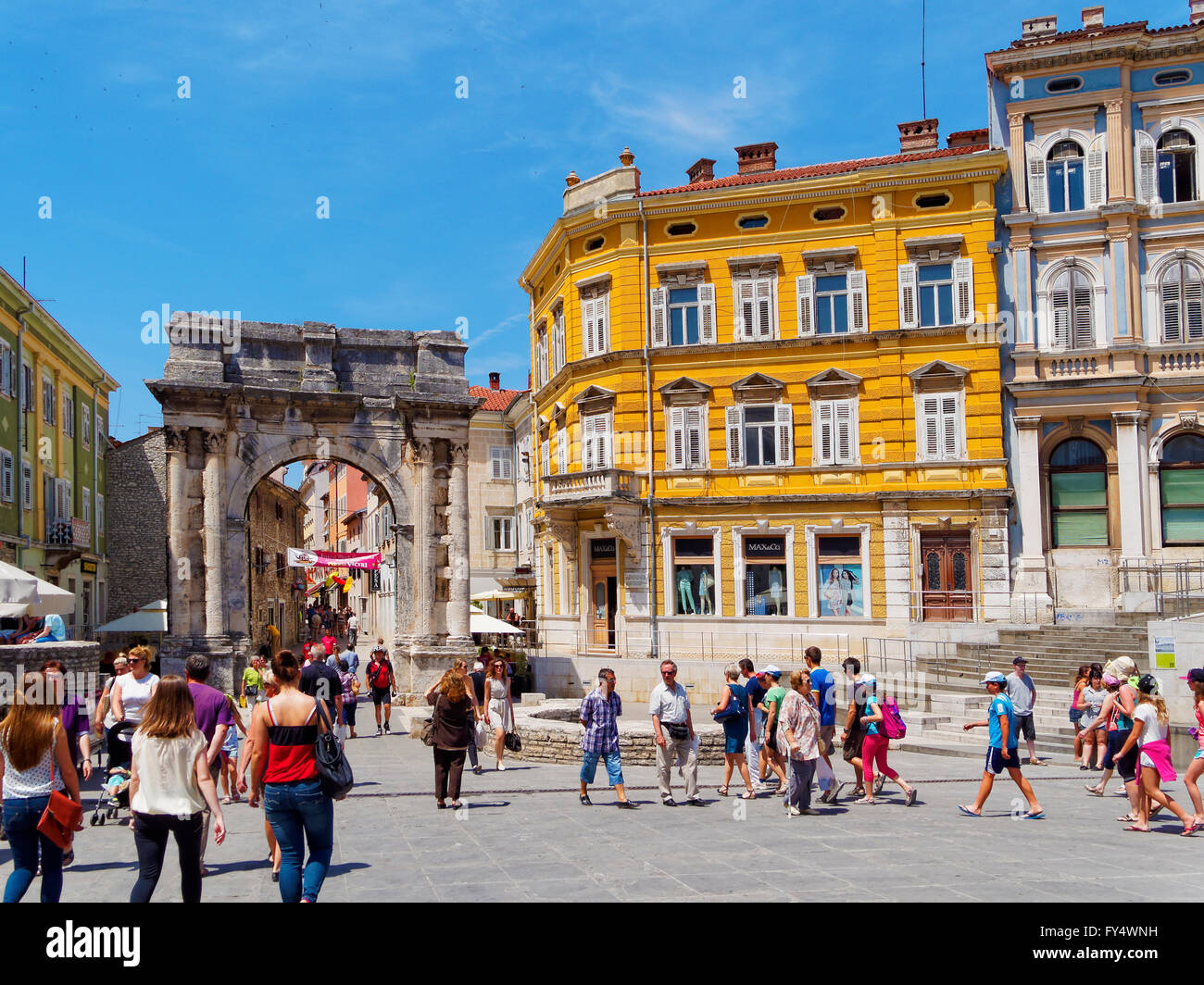 Europe Croatia Istria roman city gate of Pula Stock Photo