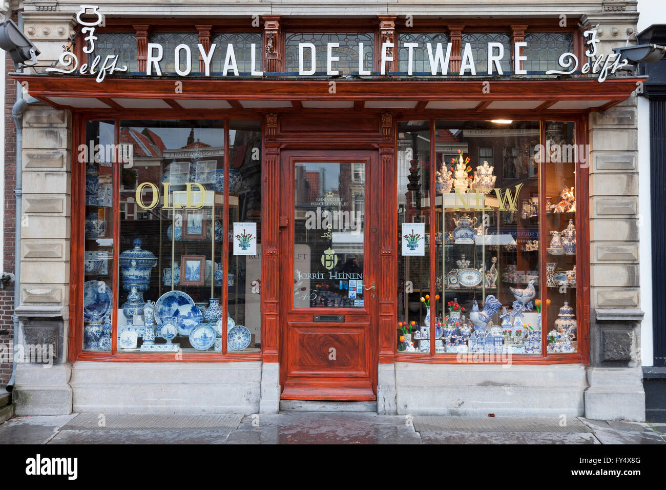 Shop selling Delft porcelain, Delftware or Delft pottery, Delft
