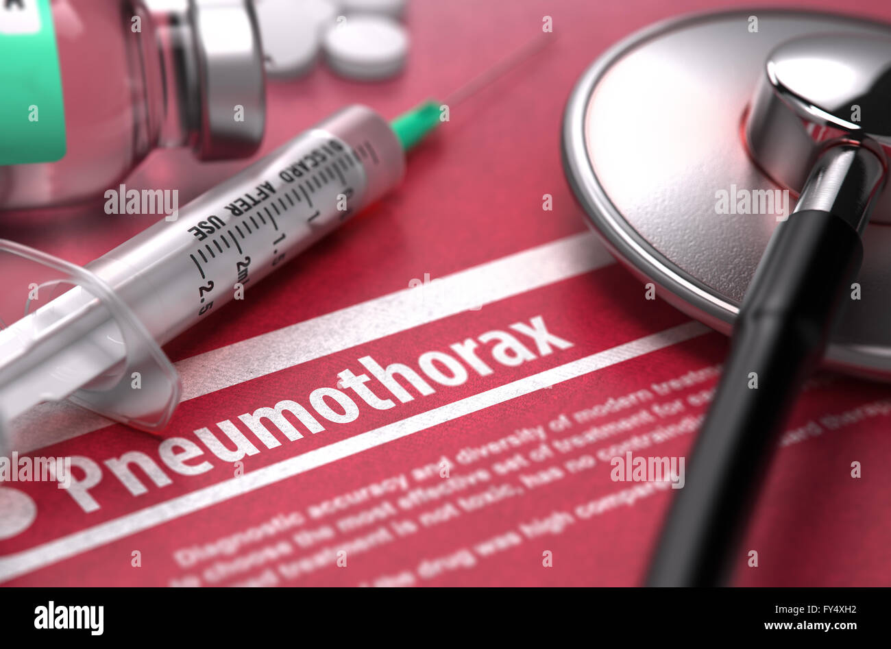 Pneumothorax. Medical Concept on Red Background. Stock Photo