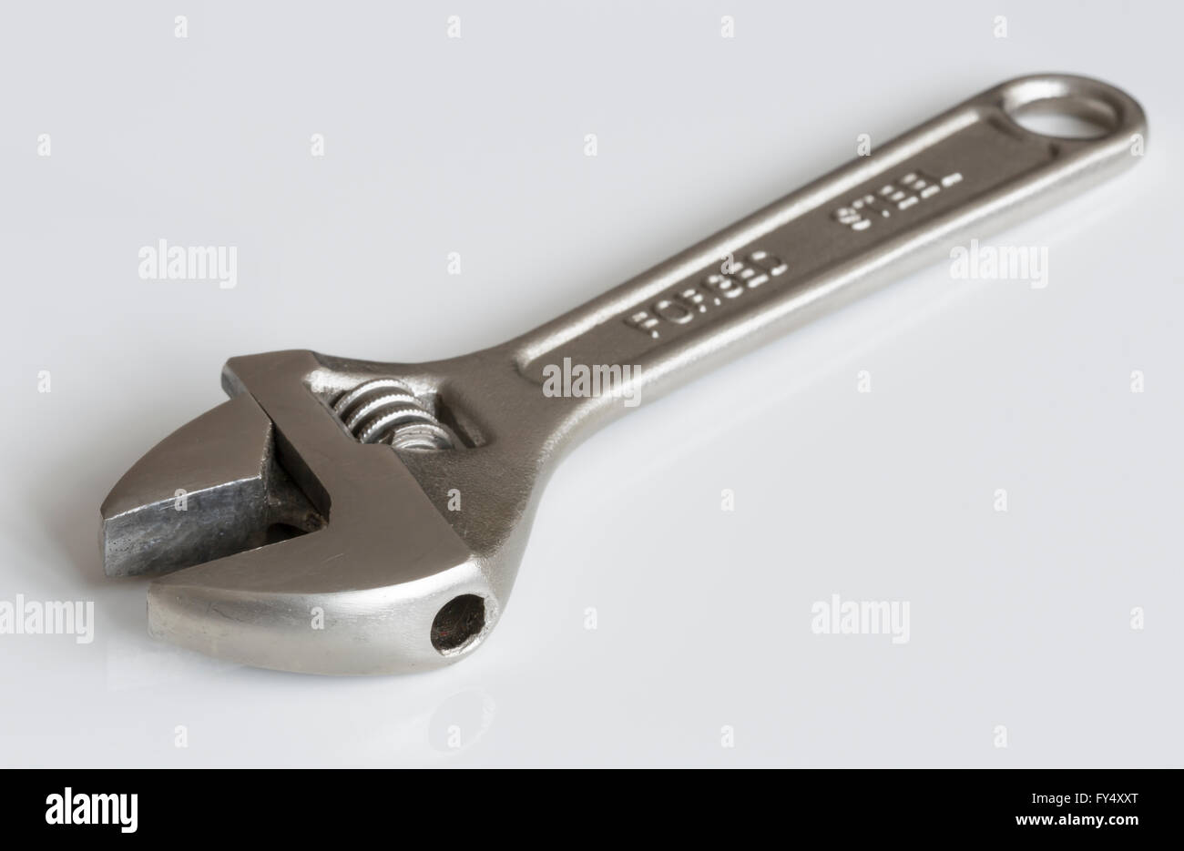Wrench Close Up on white background. Stock Photo