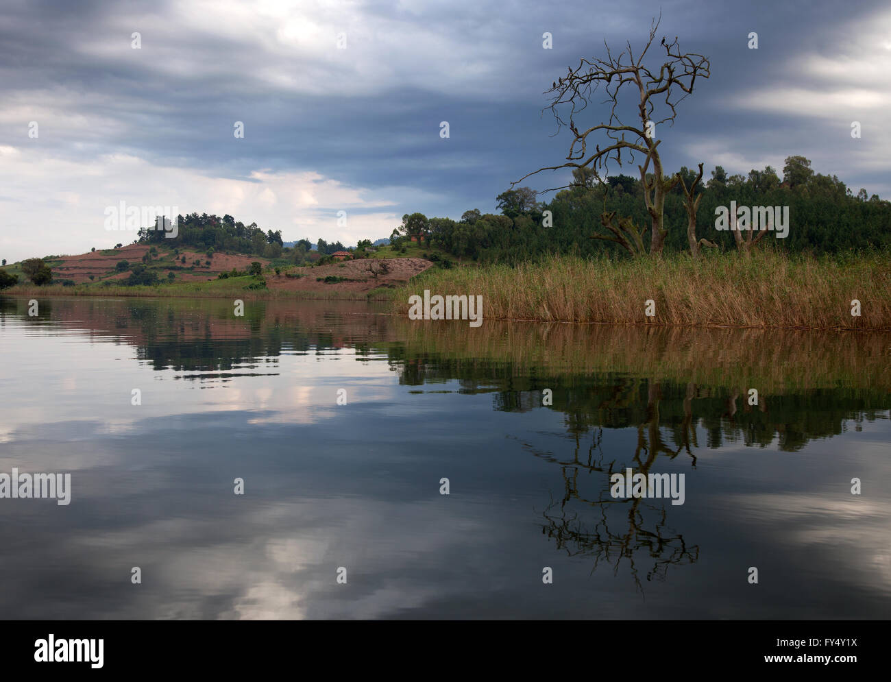 Photograph by © Jamie Callister. Lake Bunyonyi, South Uganda, Central Africa, 4th of March 2016 Stock Photo