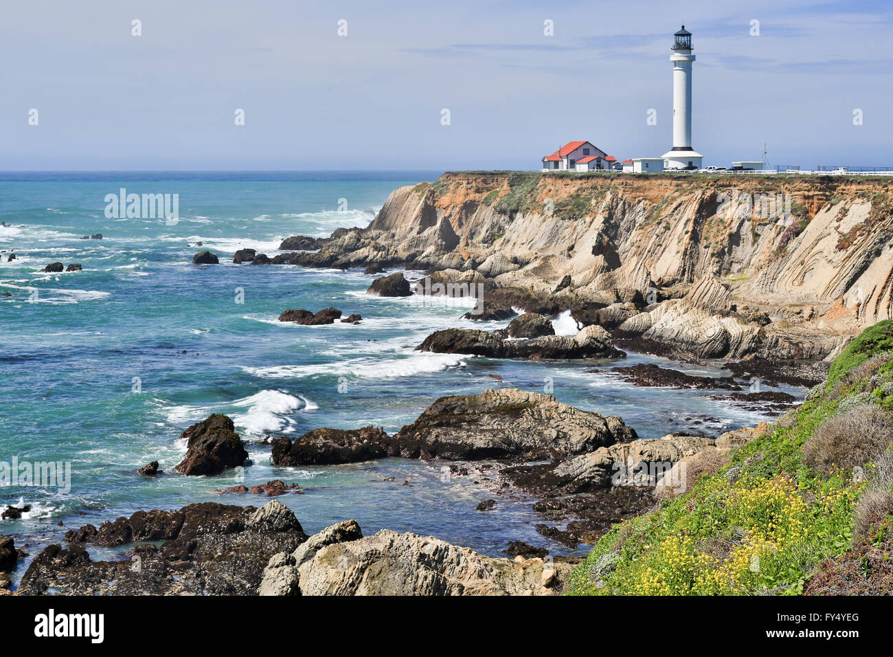 Point Arena Lighthouse, Mendocino County, California Stock Photo