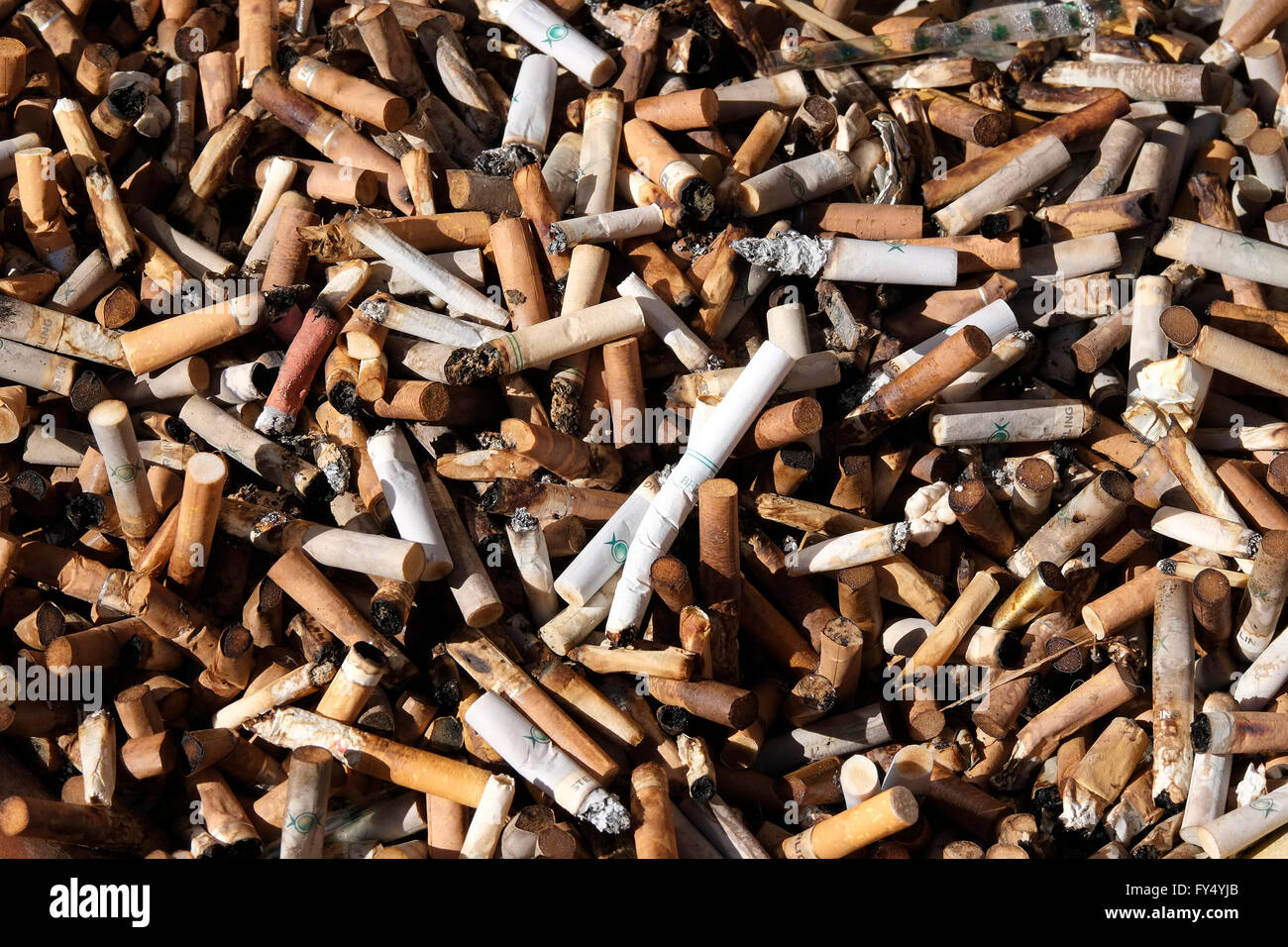 cigarette fag ends Stock Photo