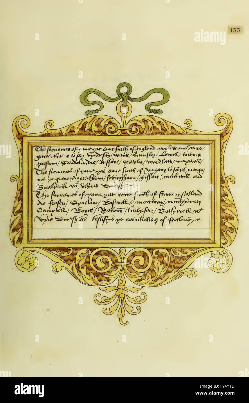 Fac simile of an ancient heraldic manuscript by Lindsay, David, Sir, fl. 1490-1555; Lizars, W. H. (William Home), 1788-1859 Stock Photo