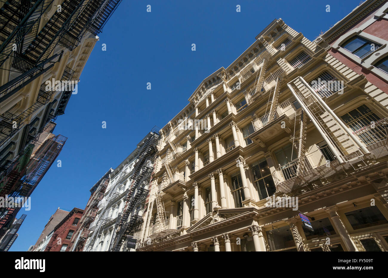 Buildings on Green Street in the Soho Historic Cast iron District  in New York City Stock Photo