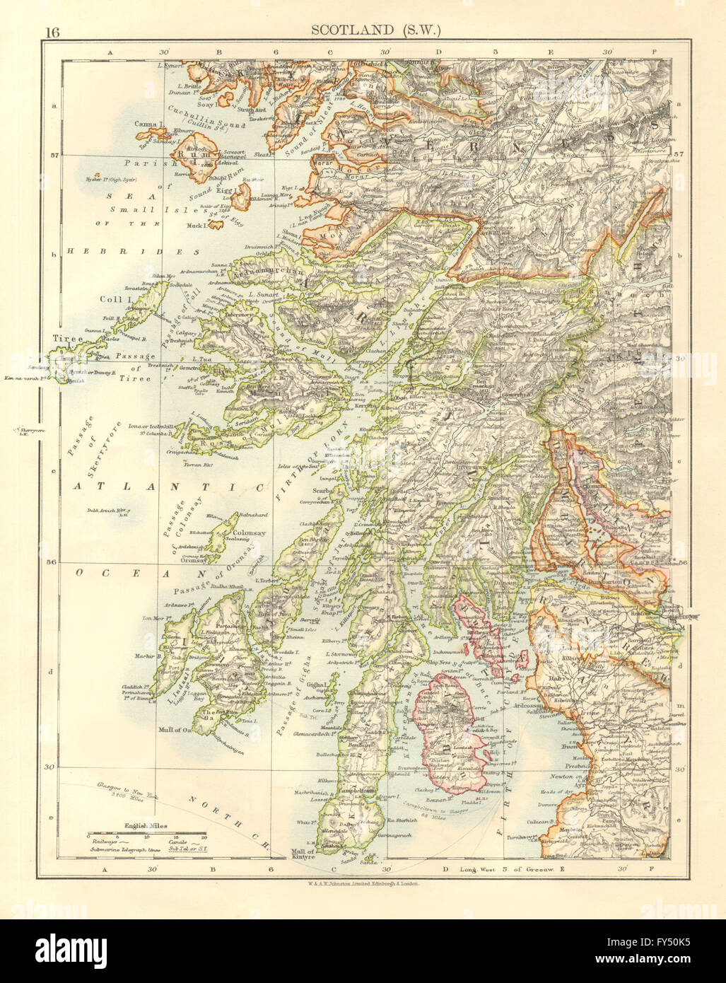 Antique Map Stirling & Dumbarton Perth Atlas 1906 