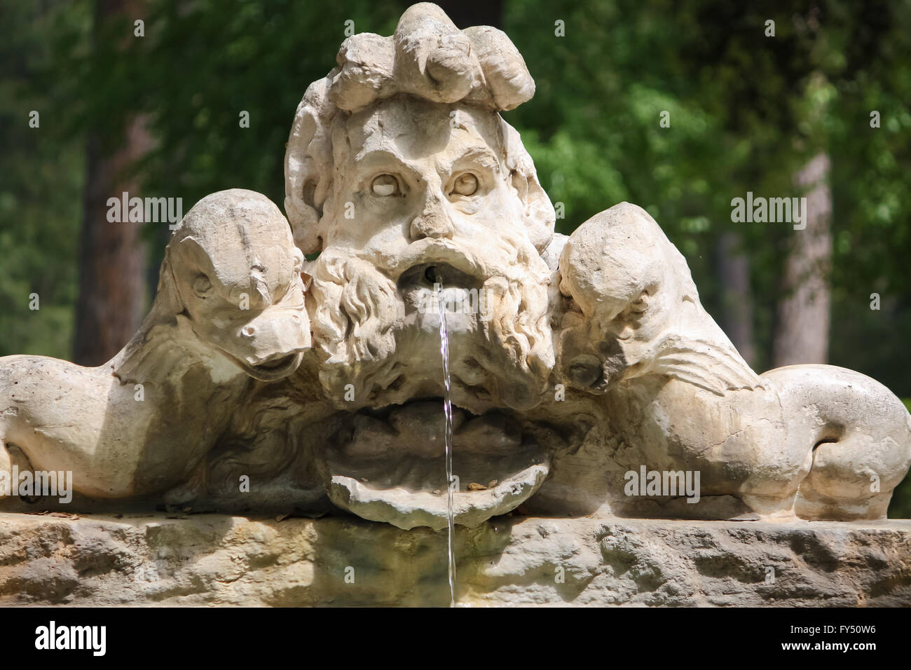 Fontana del Sarcofago Villa Borghese Stock Photo