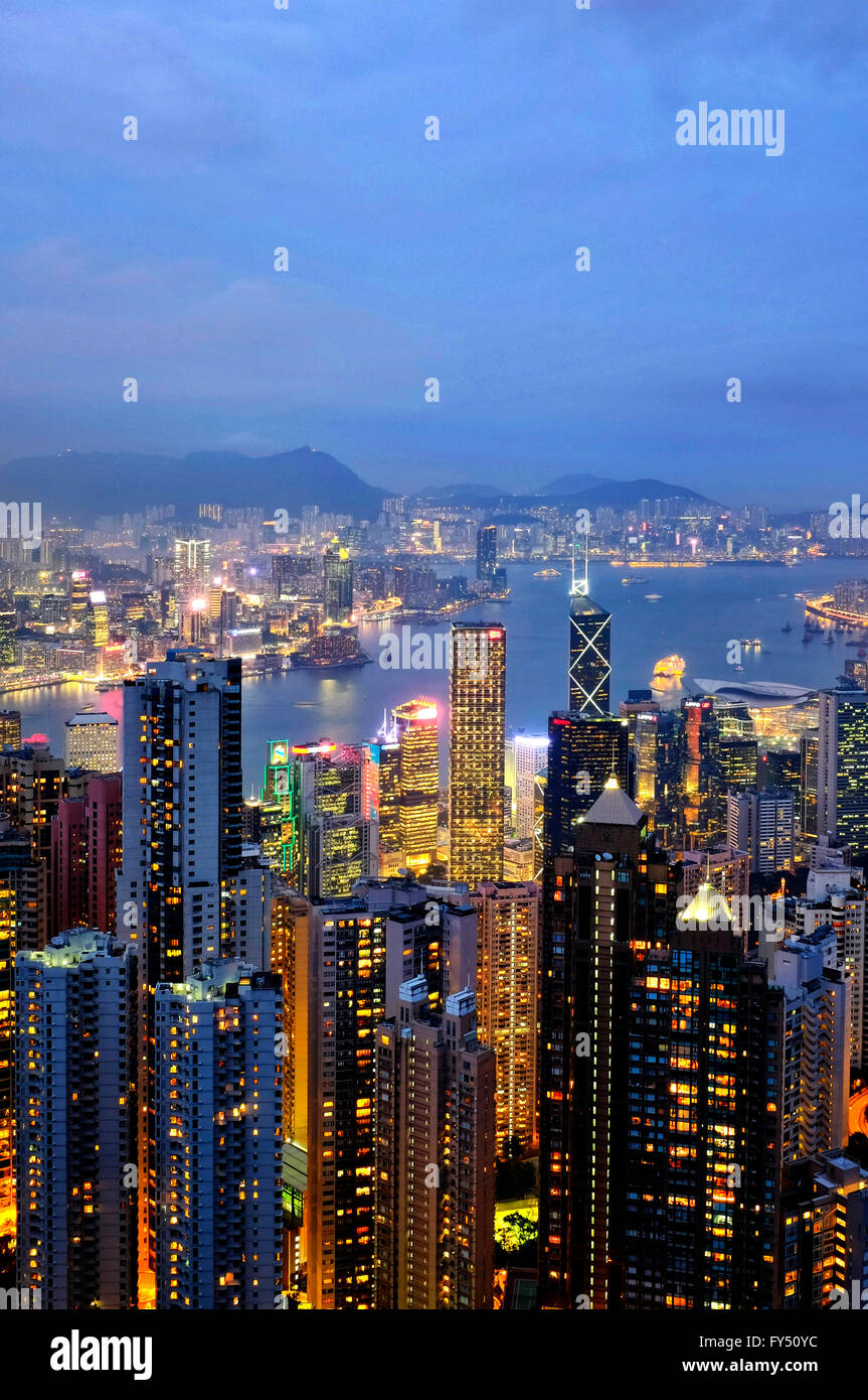 View of Hong Kong from the Peak, Hong Kong, China Stock Photo