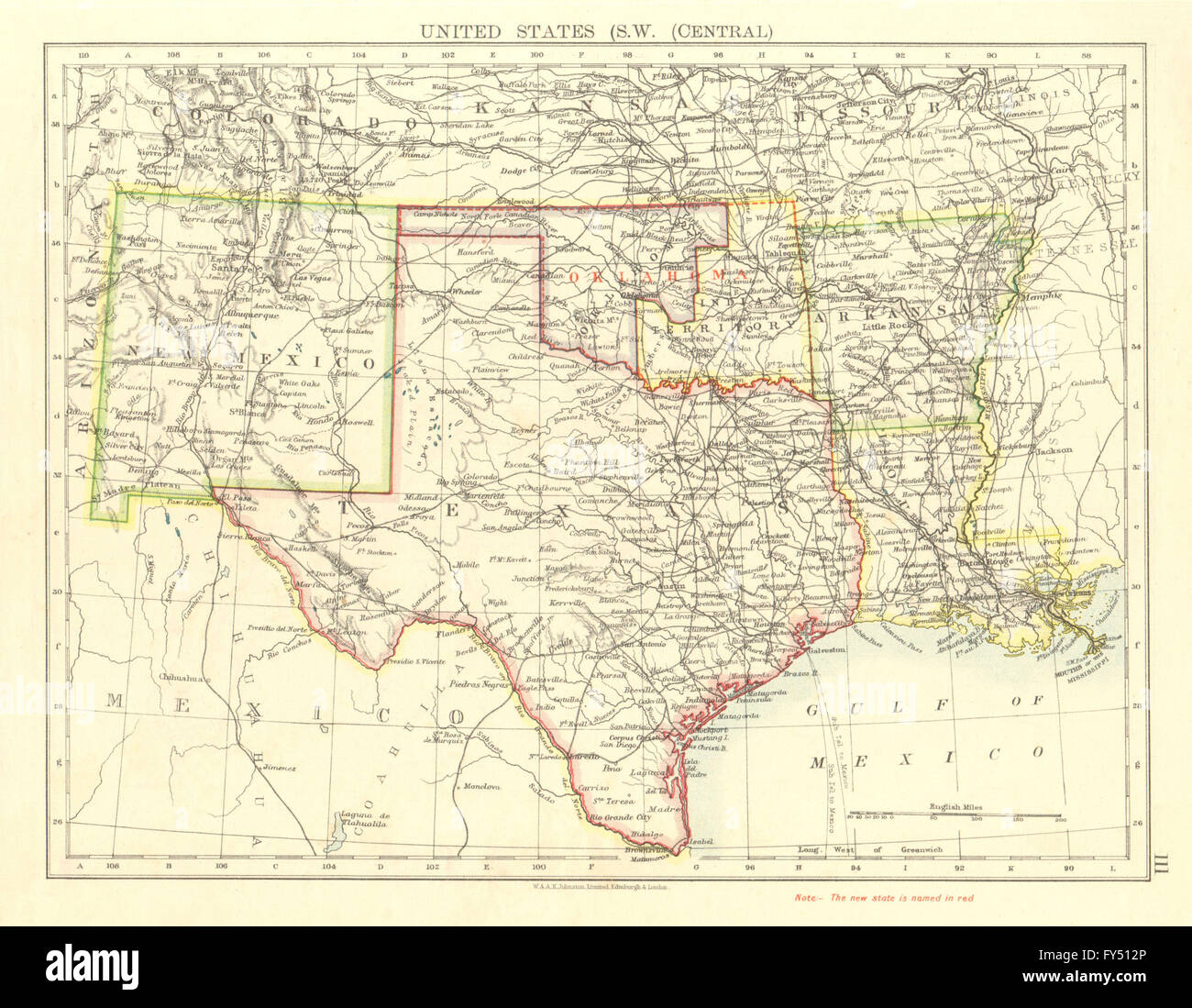 USA SOUTH CENTRAL.Texas.Proposed state of Oklahoma inc Indian Territory 1906 map Stock Photo