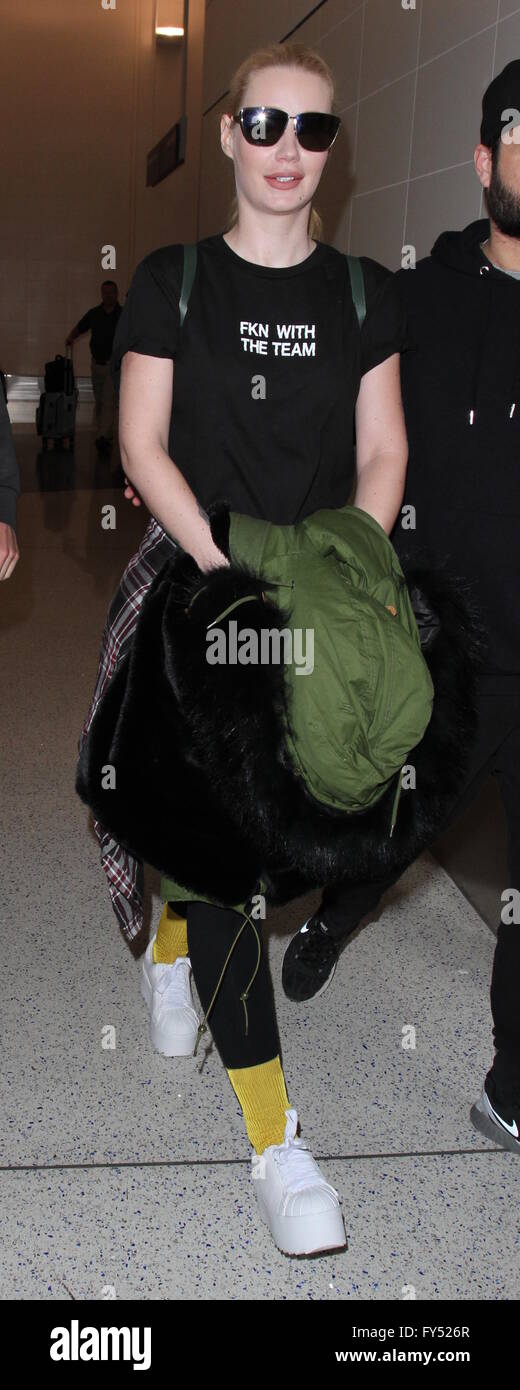 Iggy Azalea arrives at Los Angeles International Airport  Featuring: Iggy Azalea Where: Los Angeles, California, United States When: 21 Mar 2016 Stock Photo