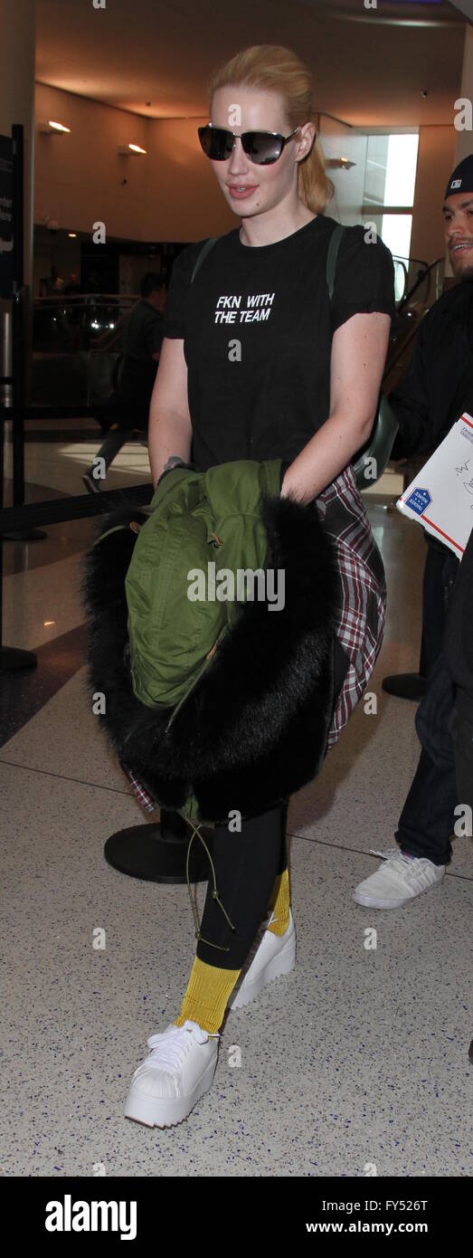 Iggy Azalea arrives at Los Angeles International Airport  Featuring: Iggy Azalea Where: Los Angeles, California, United States When: 21 Mar 2016 Stock Photo
