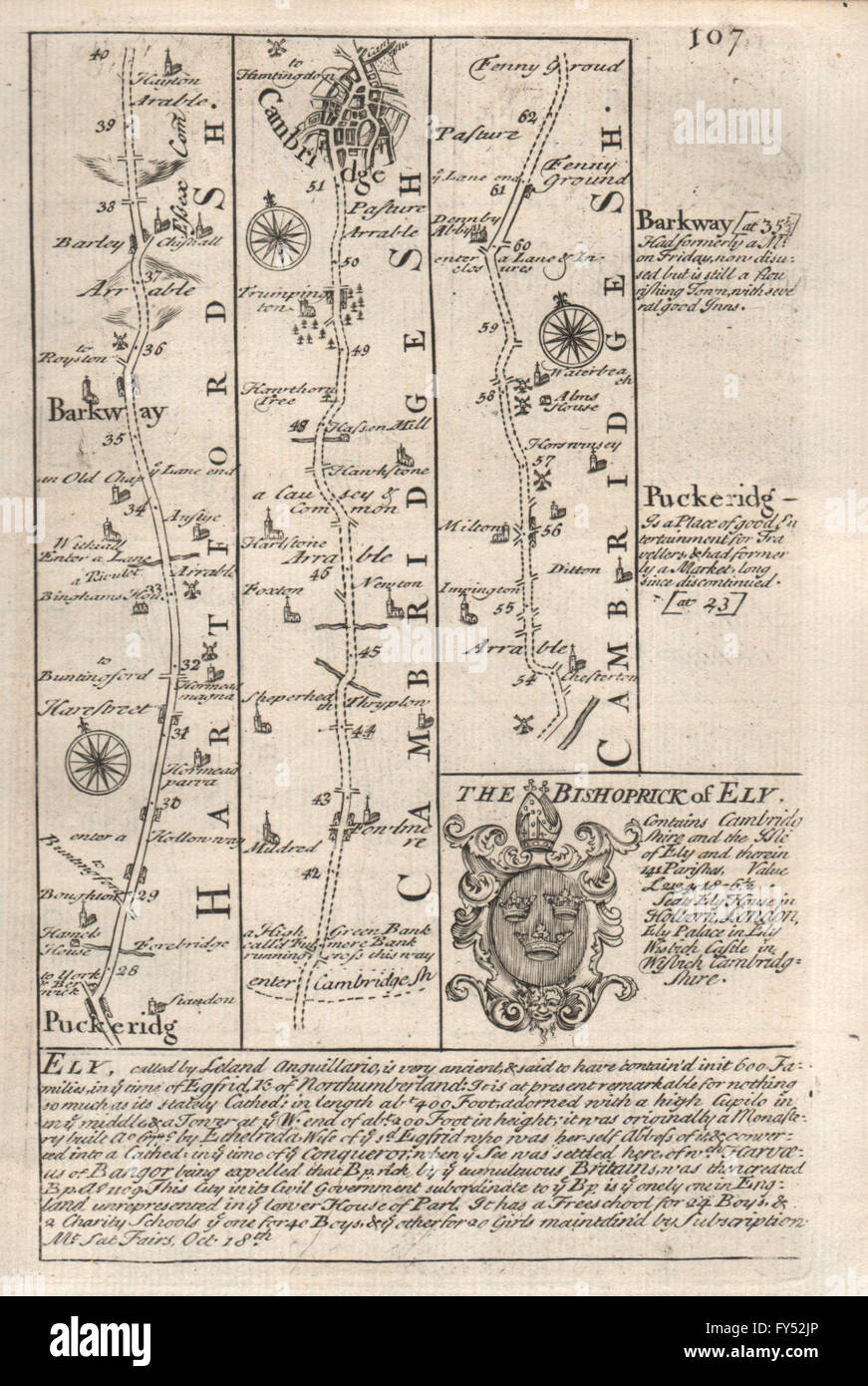 King/'s Lynn-Gaywood-Gayton-Mileham-Billingford road map by OWEN /& BOWEN 1753