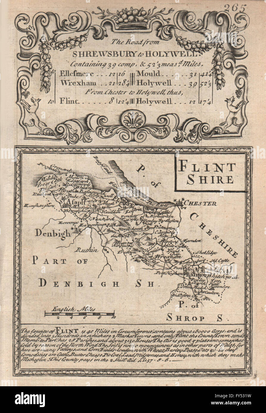 OWEN & E 'Hertford-Shire' BOWEN Hertfordshire 1753 old County map by J 
